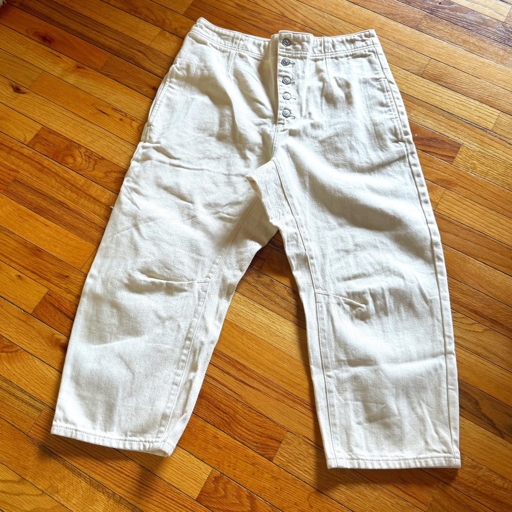 Free People White Barrel Jean Size 32
